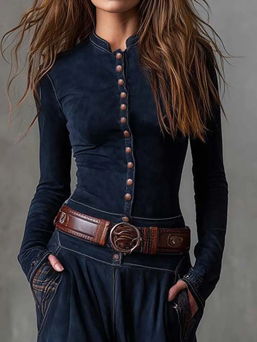 Elisa | Vestido maxi de ante con cinturón