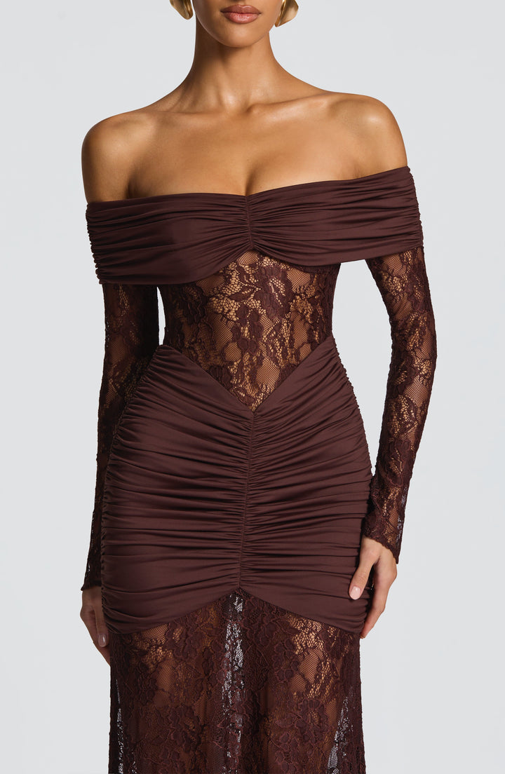 Sauline Maxi Dress - Plum Brown